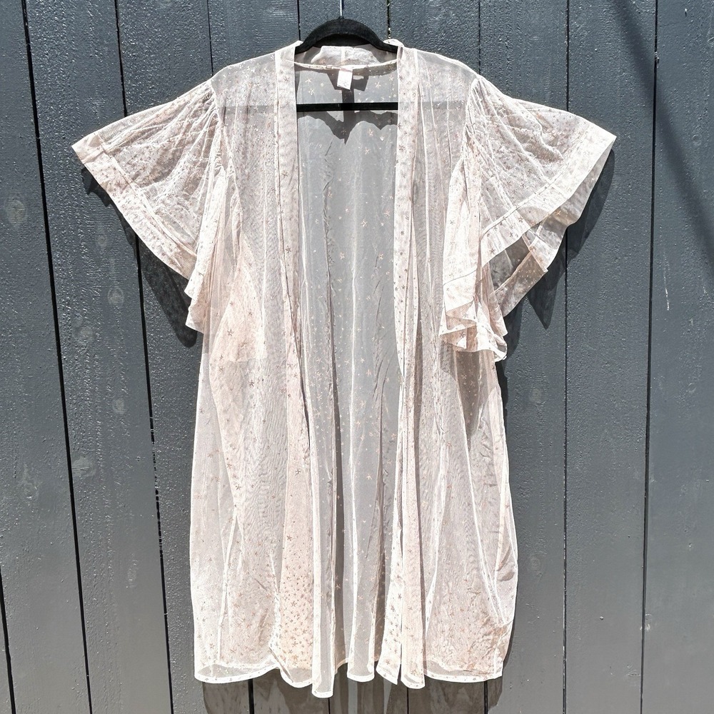 Victorias Secret Fairy Sheer Celestial Kimono Small Romantic Mesh Stars Metallic